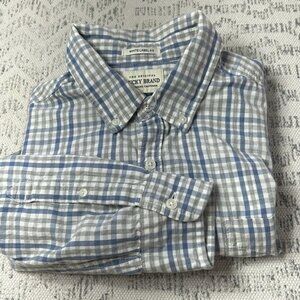 Lucky Brand White Label Fit Light Blue and Grey Long Sleeve Shirt - XL